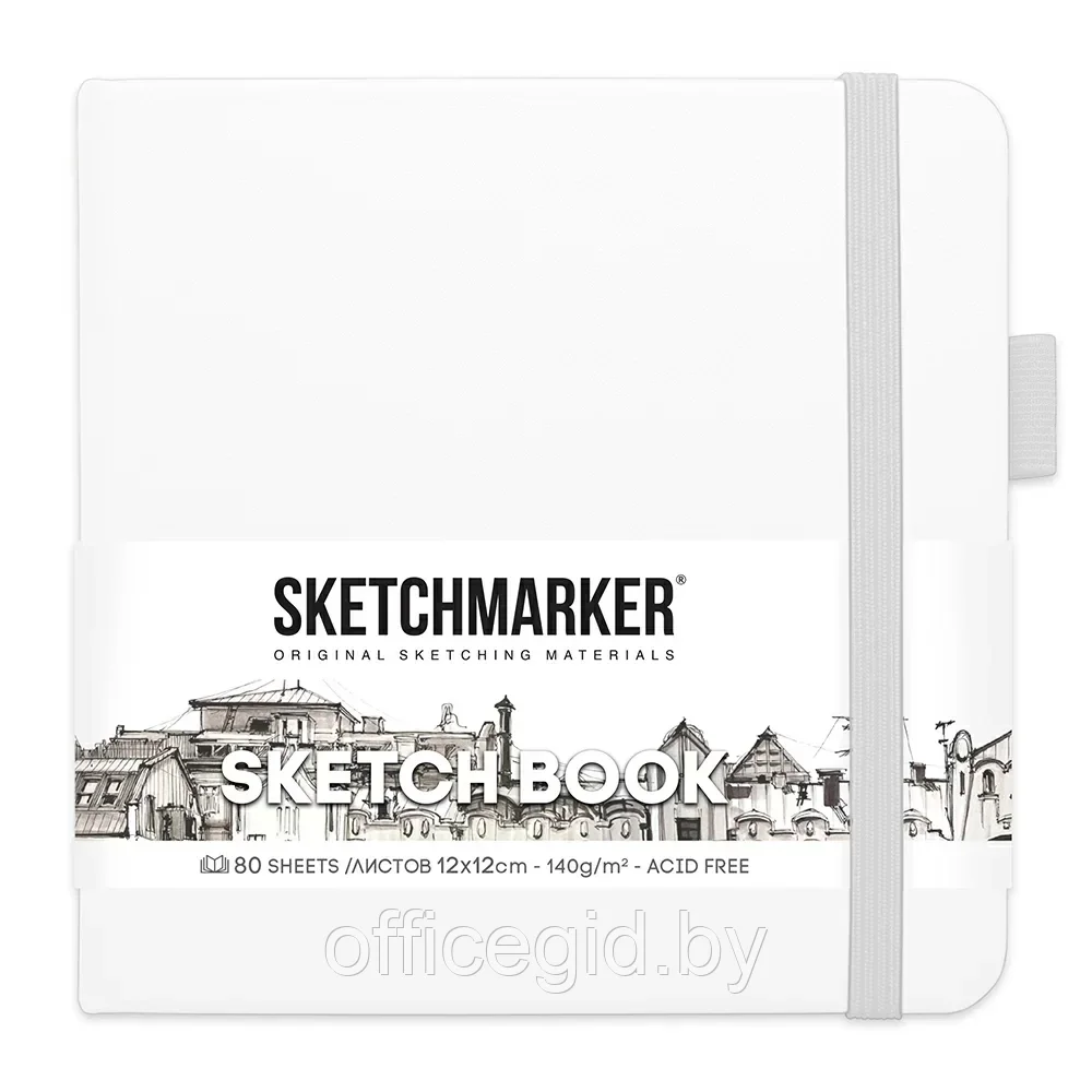 Скетчбук "Sketchmarker", 12x12 см, 140 г/м2, 80 листов, белый - фото 1 - id-p203426449