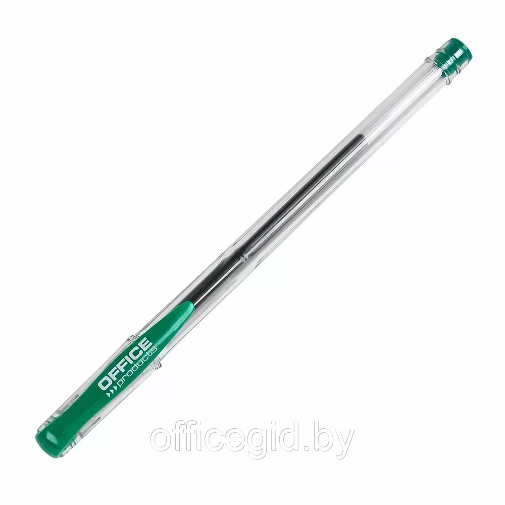 Ручка гелевая "Office Products", 0.5 мм, прозрачный, стерж. зеленый - фото 1 - id-p203425600