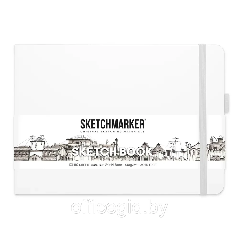 Скетчбук "Sketchmarker", 21x14.8 см, 140 г/м2, 80 листов, белый пейзаж