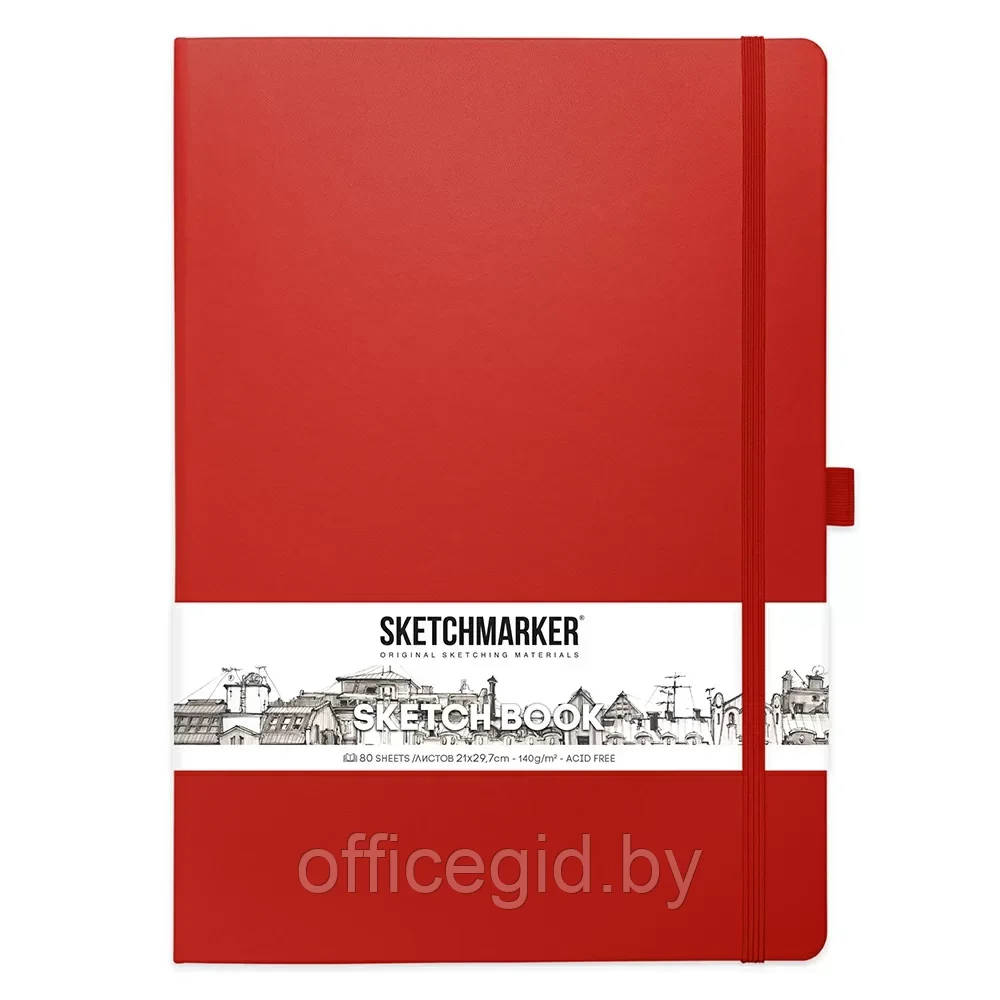 Скетчбук "Sketchmarker", 21x30 см, 140 г/м2, 80 листов, красный - фото 1 - id-p203426452