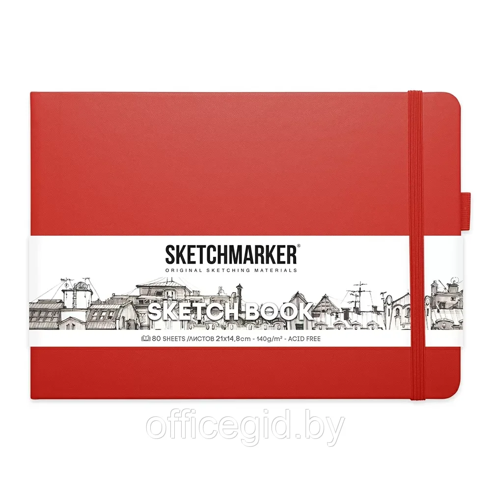 Скетчбук "Sketchmarker", 21x14.8 см, 140 г/м2, 80 листов, красный пейзаж - фото 1 - id-p203426454