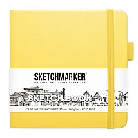 Скетчбук "Sketchmarker", 12x12 см, 140 г/м2, 80 листов, лимонный