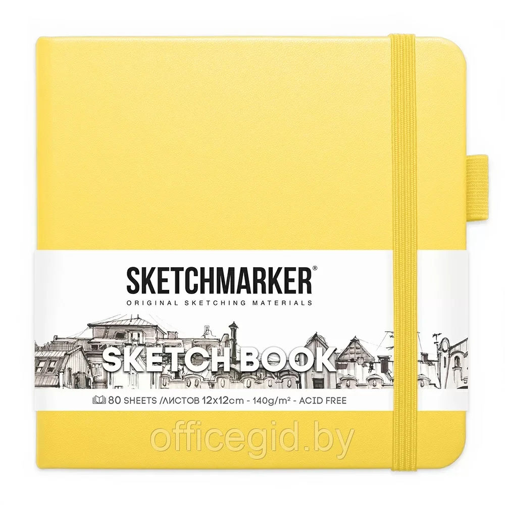 Скетчбук "Sketchmarker", 12x12 см, 140 г/м2, 80 листов, лимонный - фото 1 - id-p203426456