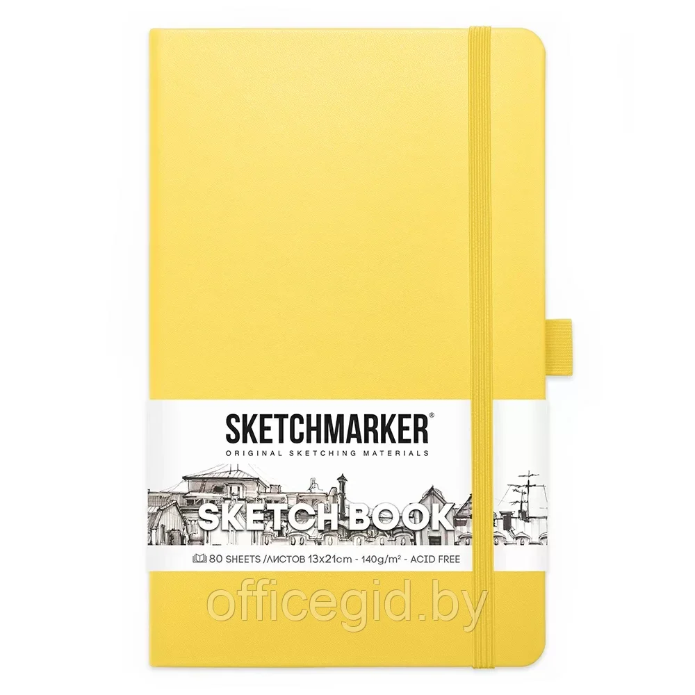 Скетчбук "Sketchmarker", 13x21 см, 140 г/м2, 80 листов, лимонный - фото 1 - id-p203426459
