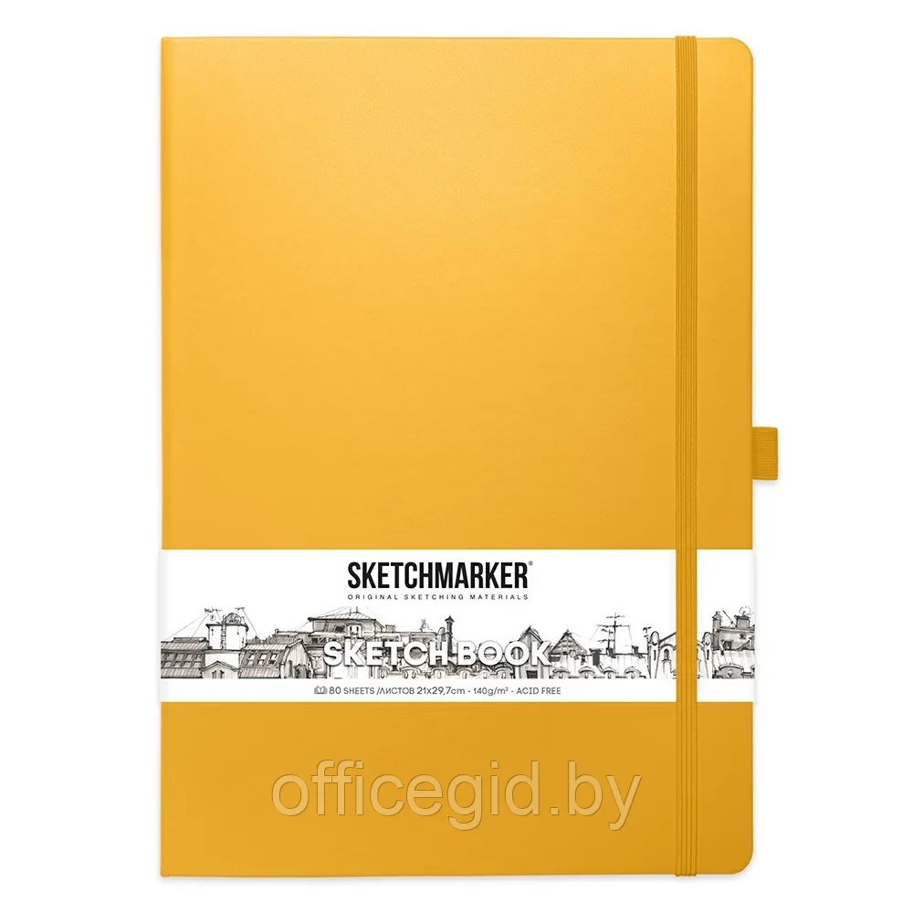 Скетчбук "Sketchmarker", 21x30 см, 140 г/м2, 80 листов, желтый - фото 1 - id-p203426461