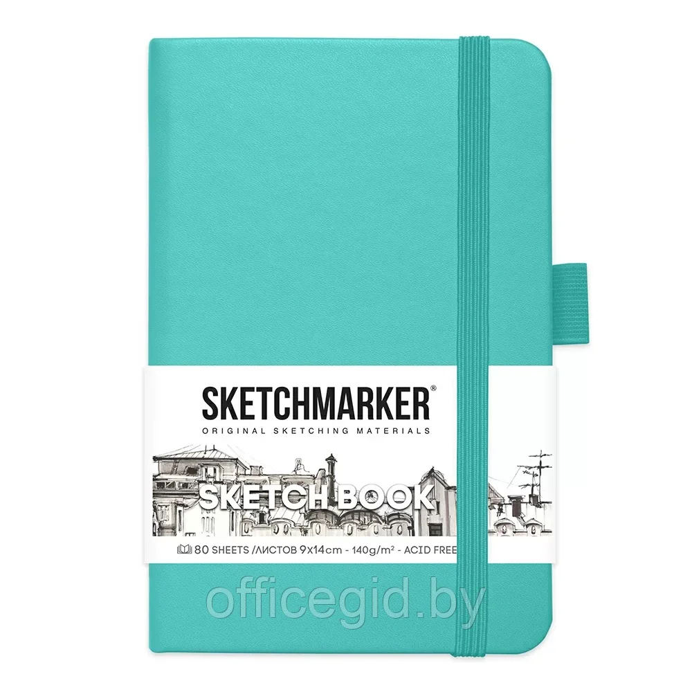 Скетчбук "Sketchmarker", 9x14 см, 140 г/м2, 80 листов, аквамарин - фото 1 - id-p203426462
