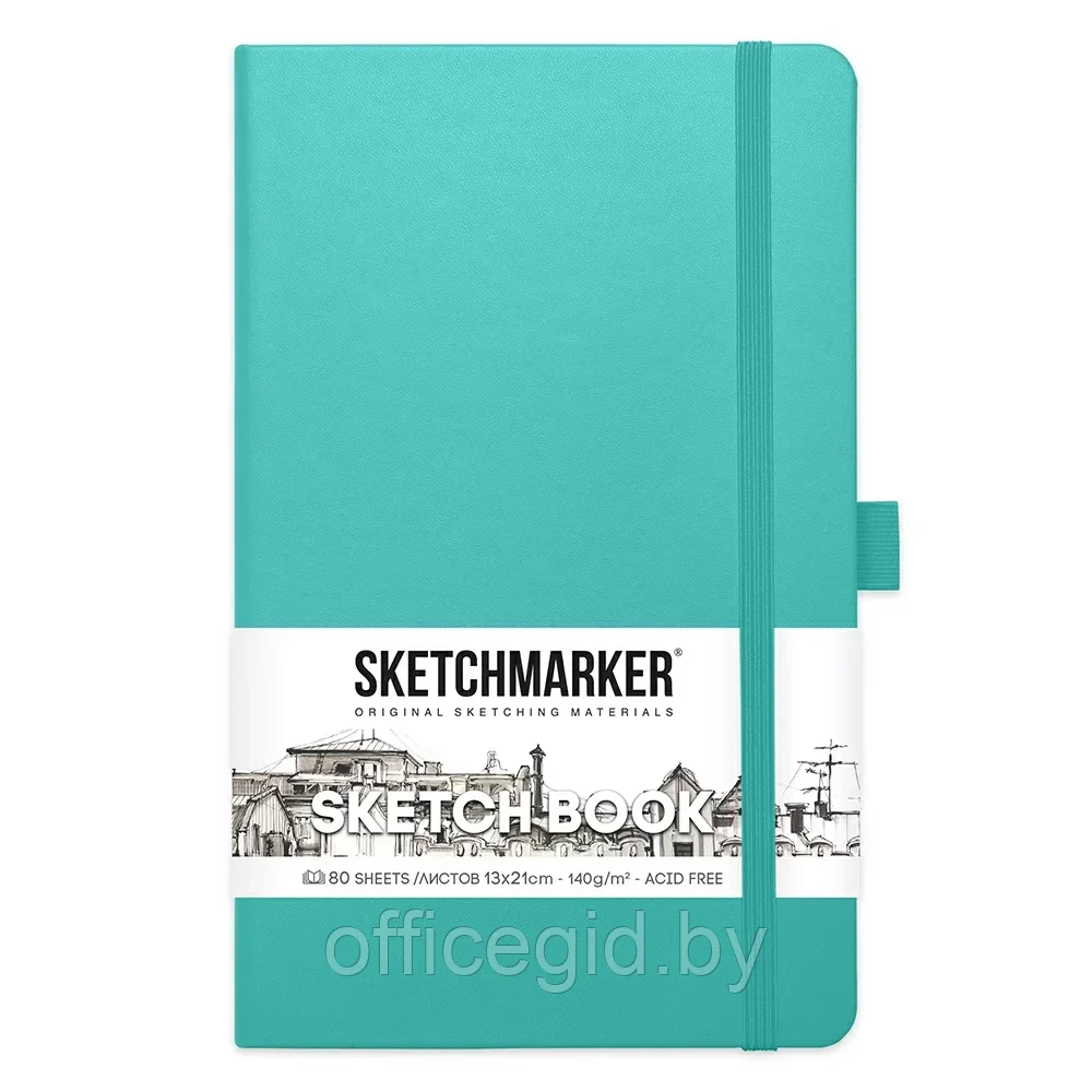 Скетчбук "Sketchmarker", 13x21 см, 140 г/м2, 80 листов, аквамарин - фото 1 - id-p203426464