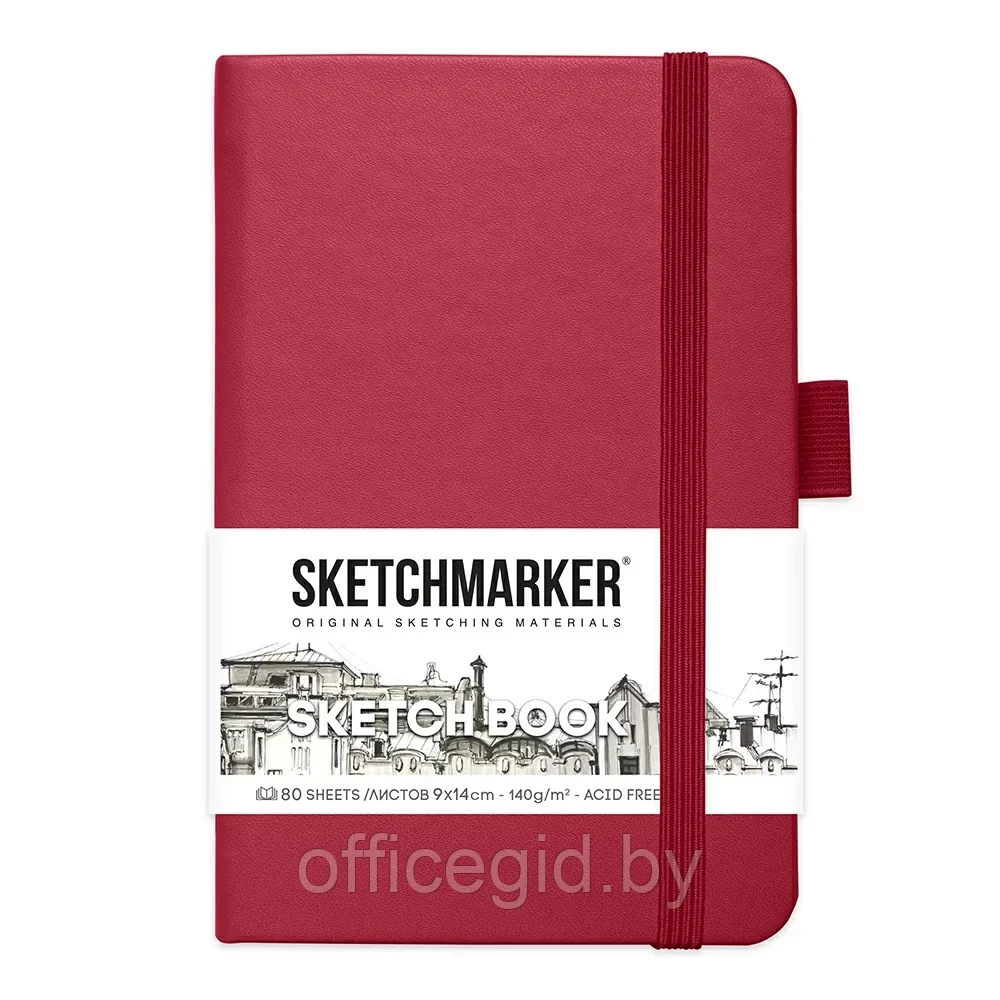 Скетчбук "Sketchmarker", 9x14 см, 140 г/м2, 80 листов, фуксия - фото 1 - id-p203426476