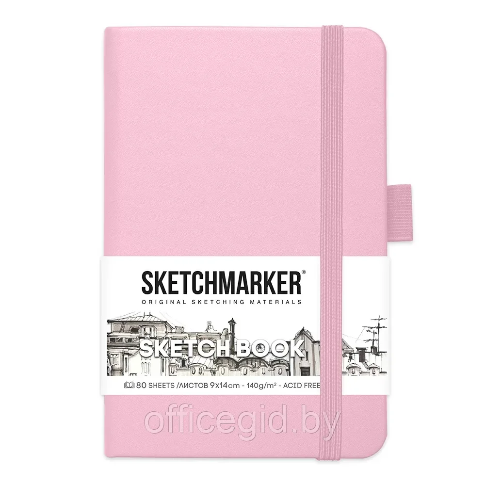 Скетчбук "Sketchmarker", 9x14 см, 140 г/м2, 80 листов, розовый - фото 1 - id-p203426480