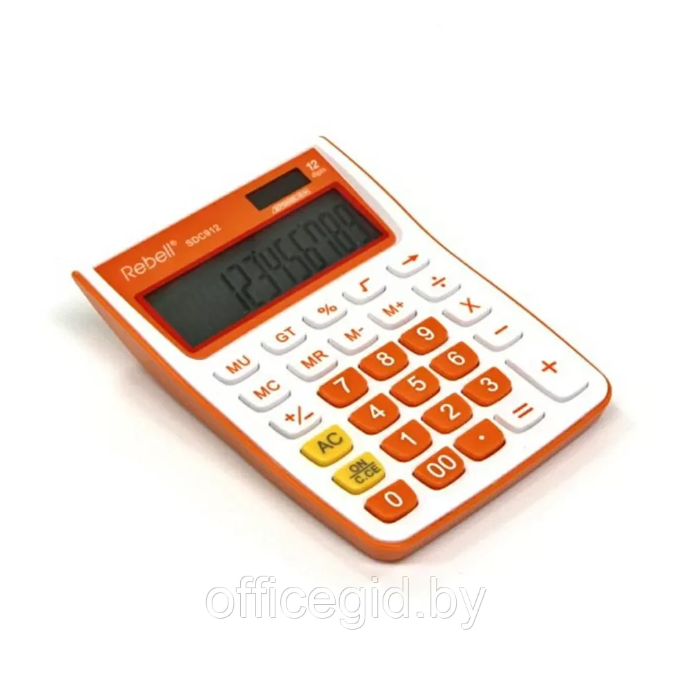 Калькулятор настольный Rebell "SDC912-OR", 12-разрядный, белый, оранжевый - фото 1 - id-p203424608