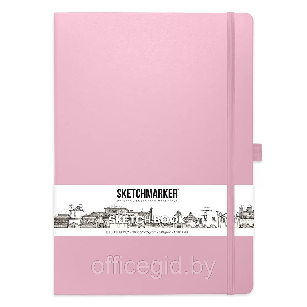 Скетчбук "Sketchmarker", 21x30 см, 140 г/м2, 80 листов, розовый - фото 1 - id-p203426482
