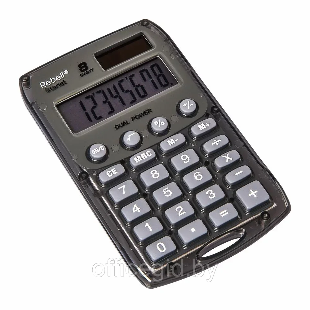 Калькулятор карманный Rebell "StarletS WB", 8-разрядный, серый