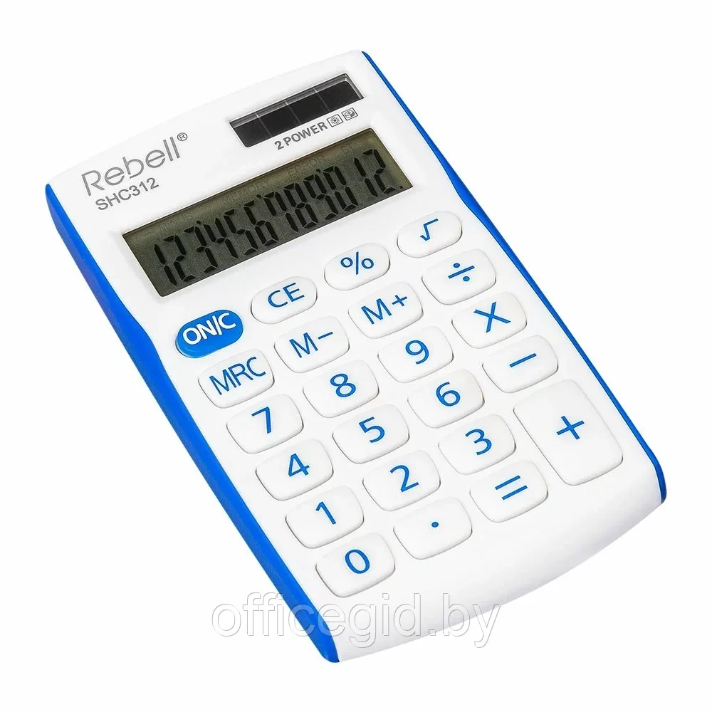 Калькулятор карманный Rebell "SHC312+BL", 12-разрядный, белый - фото 1 - id-p203424613