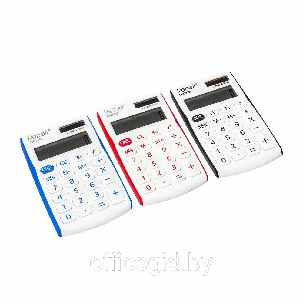 Калькулятор карманный Rebell "SHC312+BL", 12-разрядный, белый - фото 5 - id-p203424613