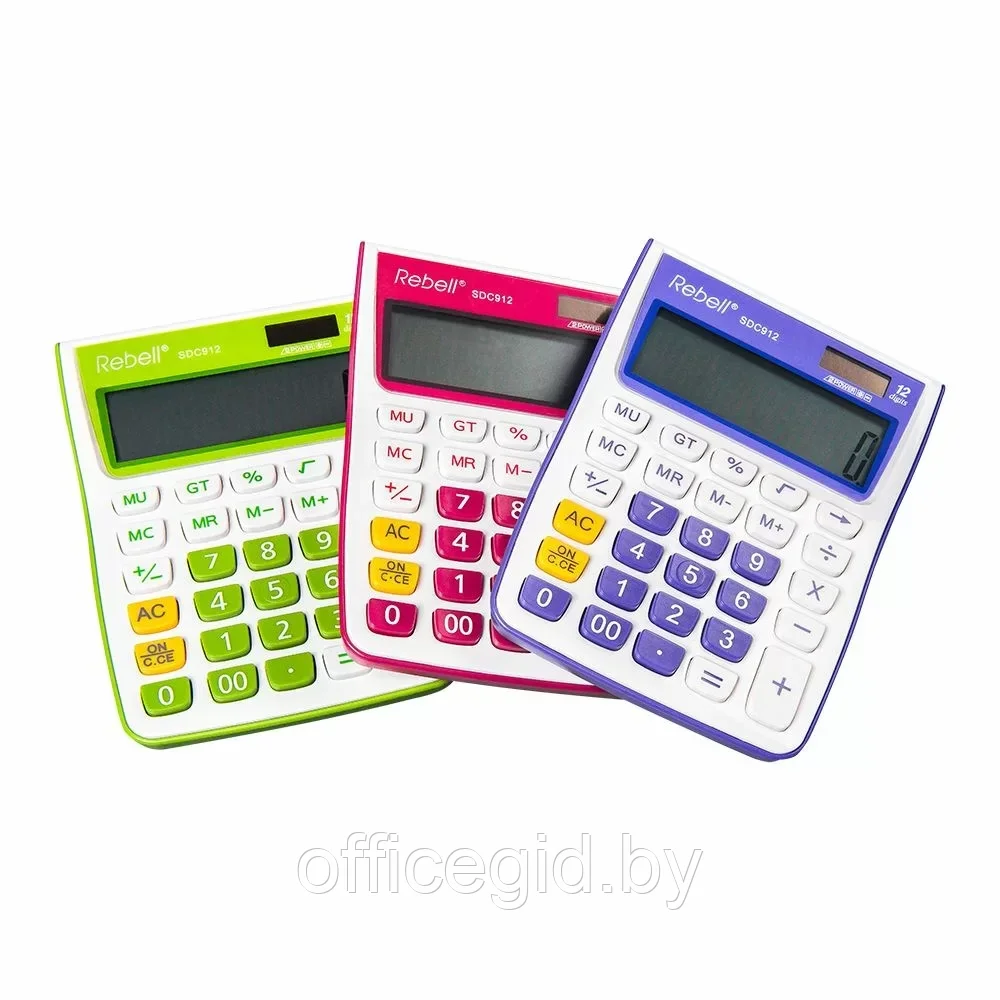 Калькулятор настольный Rebell "SDC-912VL/BL", 12-разрядный, фиолетовый - фото 4 - id-p203424615