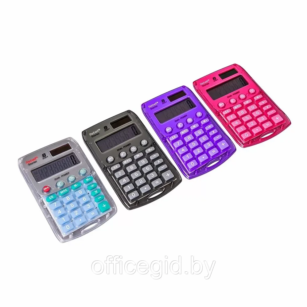 Калькулятор карманный Rebell "Starlet BX", 8-разрядный, серо-бирюзовый - фото 5 - id-p203424616