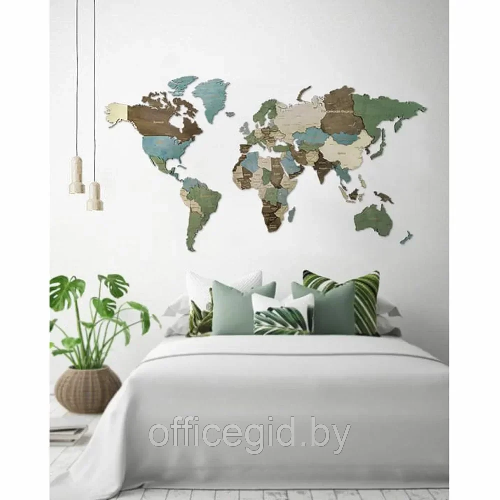 Пазл деревянный "Карта мира" многоуровневый на стену, XL 3140, цветной, 72x130 см - фото 2 - id-p203427516
