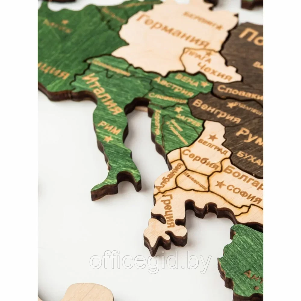 Пазл деревянный "Карта мира" многоуровневый на стену, XL 3140, цветной, 72x130 см - фото 4 - id-p203427516