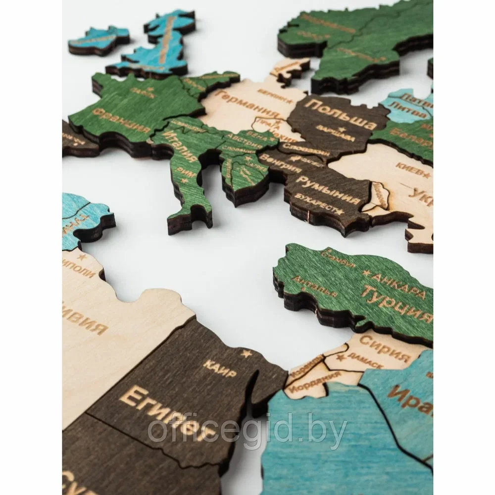 Пазл деревянный "Карта мира" многоуровневый на стену, XL 3140, цветной, 72x130 см - фото 5 - id-p203427516