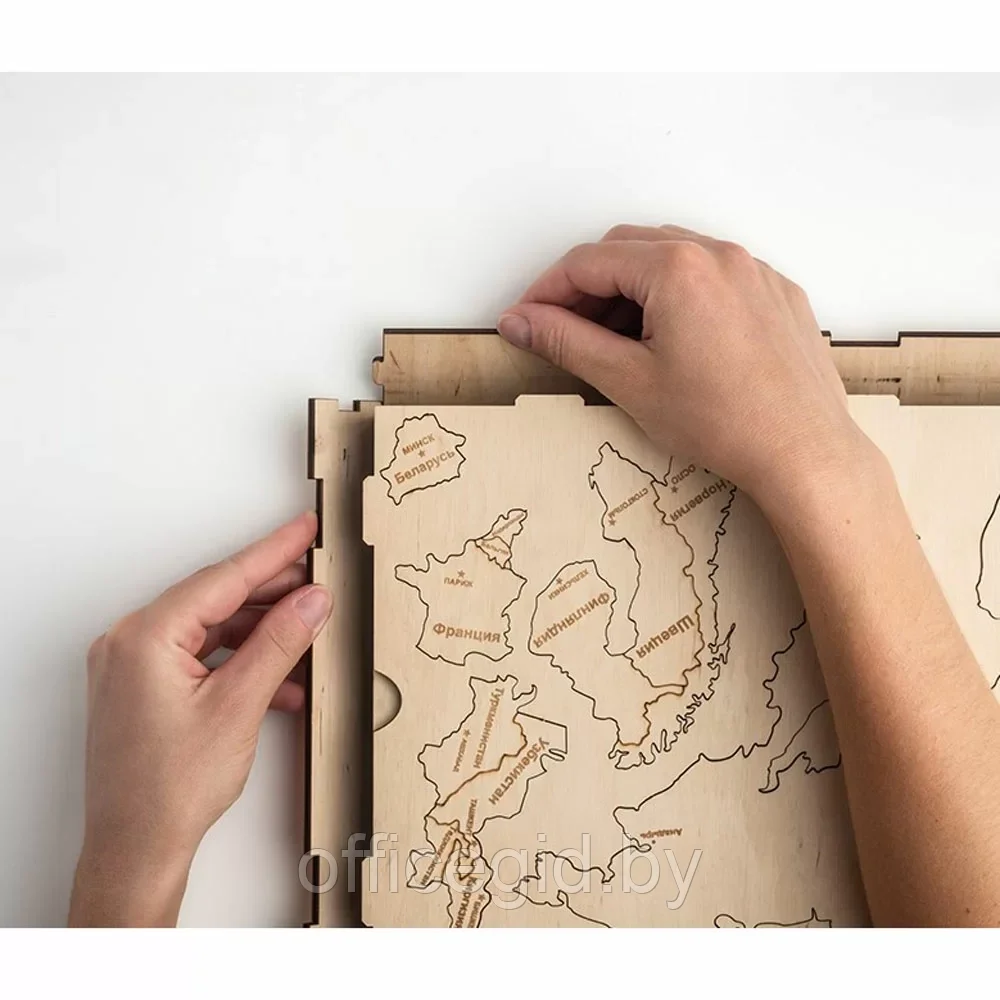 Пазл деревянный "Карта мира" многоуровневый на стену, L 3145, натуральный, 60x105 см - фото 8 - id-p203427517