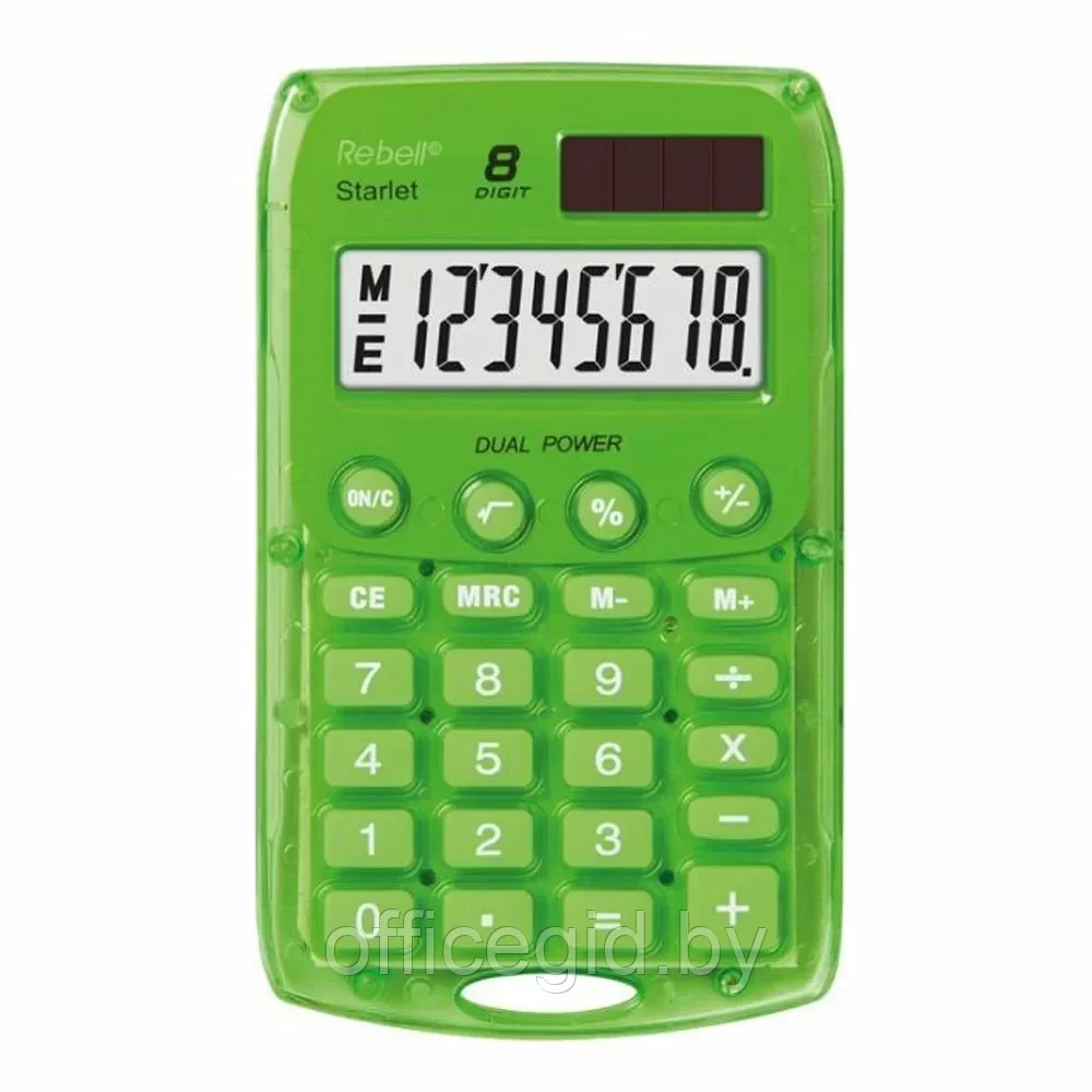 Калькулятор карманный Rebell "STARLETG BX", 8-разрядный, зеленый - фото 1 - id-p203424617