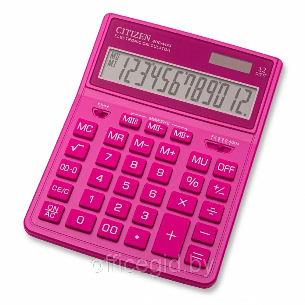 Калькулятор настольный CITIZEN "SDC-444 XRPKE", 12-разрядный, розовый - фото 1 - id-p203424623