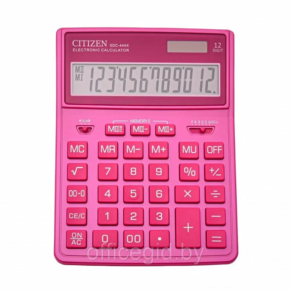 Калькулятор настольный CITIZEN "SDC-444 XRPKE", 12-разрядный, розовый - фото 3 - id-p203424623