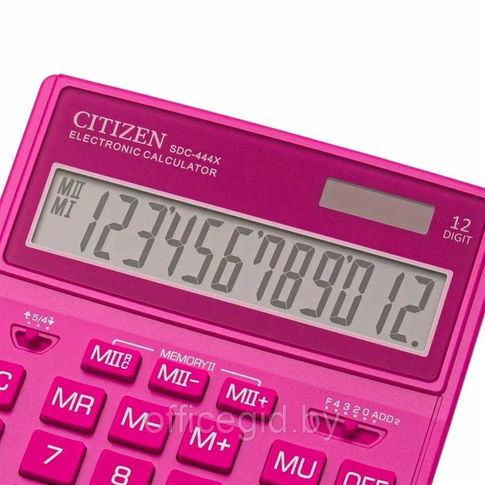 Калькулятор настольный CITIZEN "SDC-444 XRPKE", 12-разрядный, розовый - фото 4 - id-p203424623