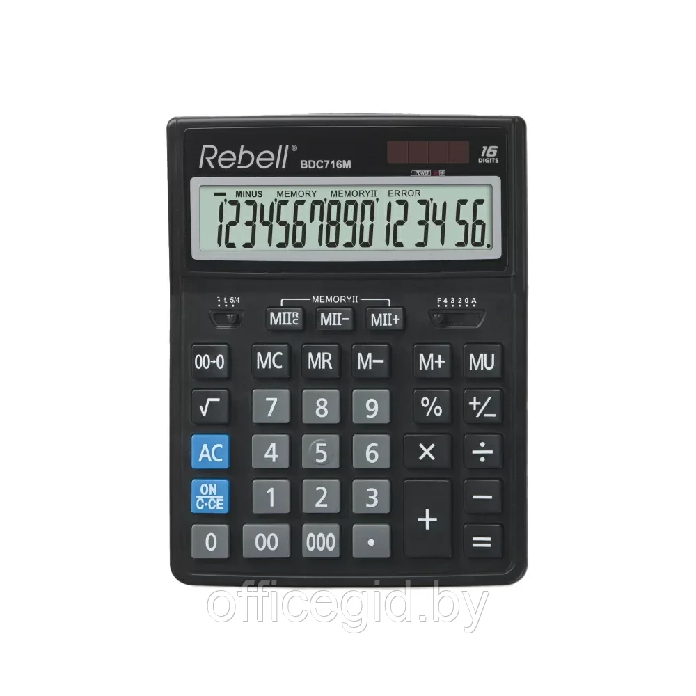Калькулятор настольный Rebell "RE-BDC716M BX", 16-разрядный, черный - фото 1 - id-p203424624