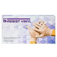 Перчатки виниловые одноразовые "5Assist Vinyl", р-р M, 100 шт/уп, прозрачный