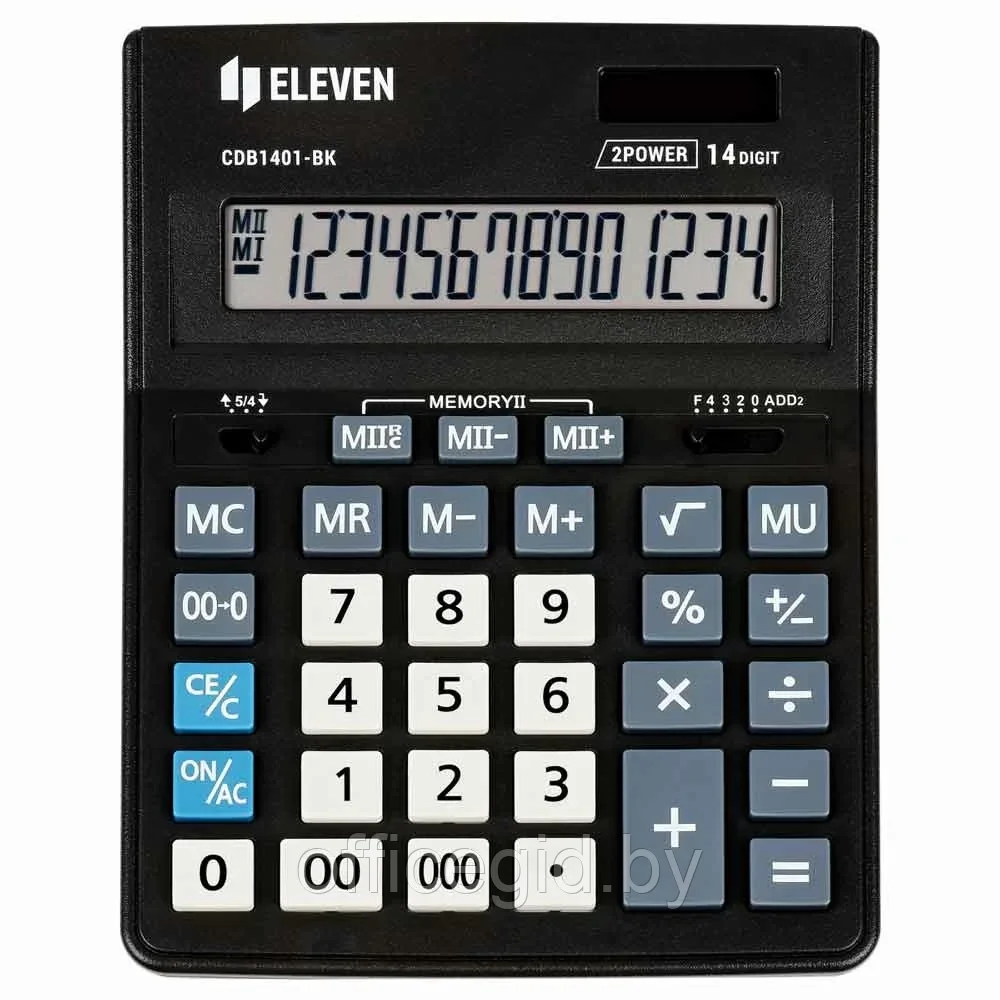 Калькулятор настольный Eleven "CDB1401-BK", 14-разрядный, черный - фото 2 - id-p203424627