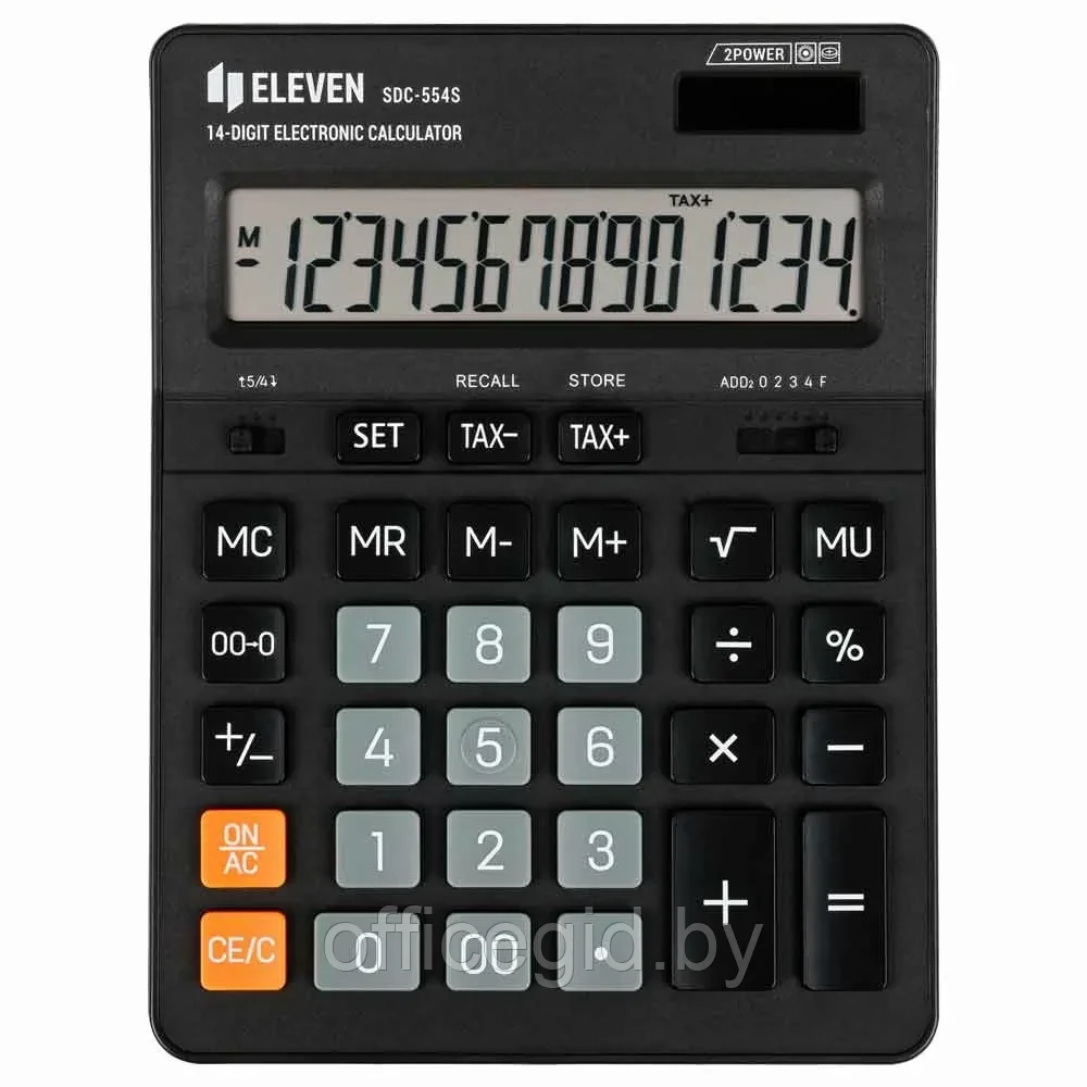 Калькулятор настольный Eleven "SDC-554S", 14-разрядный, черный - фото 2 - id-p203424630