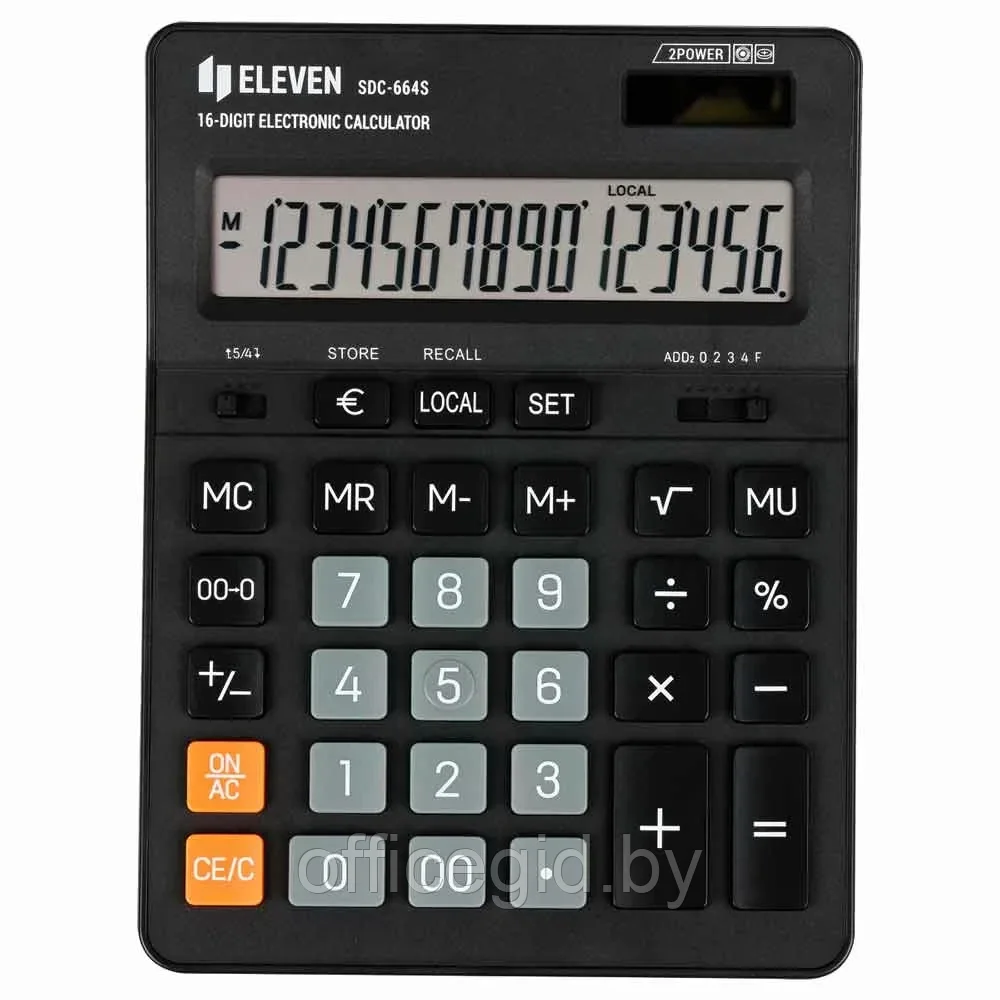 Калькулятор настольный Eleven "SDC-664S", 16-разрядный, черный - фото 2 - id-p203424631