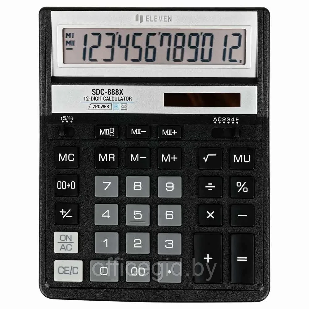 Калькулятор настольный Eleven "SDC-888X-BK", 12-разрядный, черный - фото 2 - id-p203424632