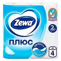 Бумага туалетная "Zewa Plus", 2 слоя, 4 рулона