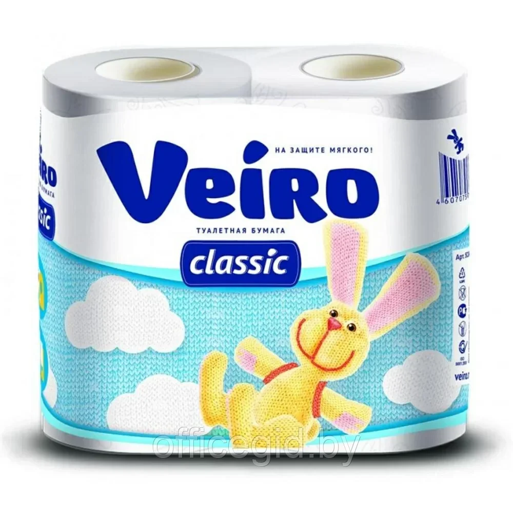 Бумага туалетная "Veiro Classic", 2 слоя, 4 рулона