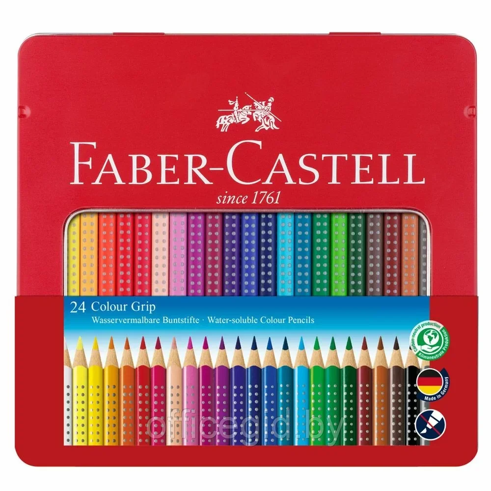 Цветные карандаши Faber-Castell "Grip", 24 цвета, металлическая упаковка