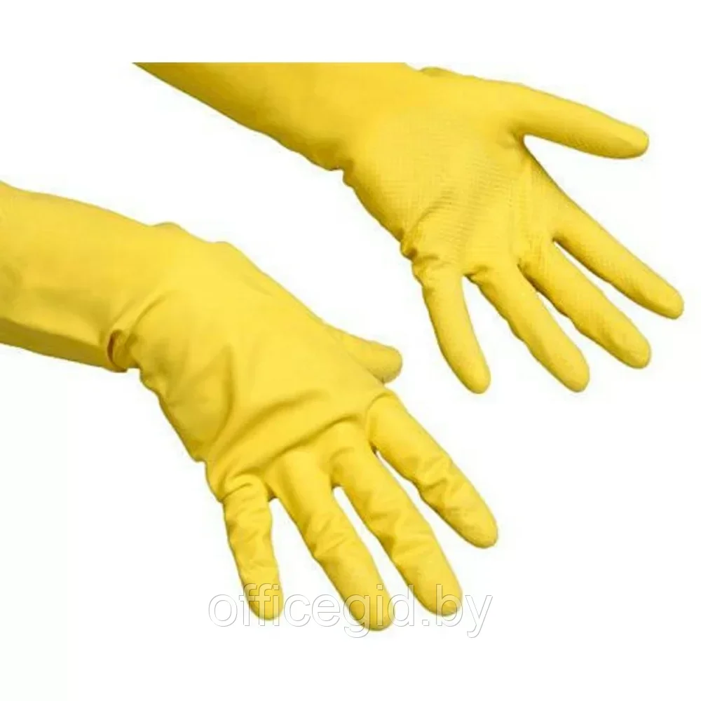 Перчатки латексные с х/б покрытием "Контракт", р-р S, желтый - фото 1 - id-p203425796