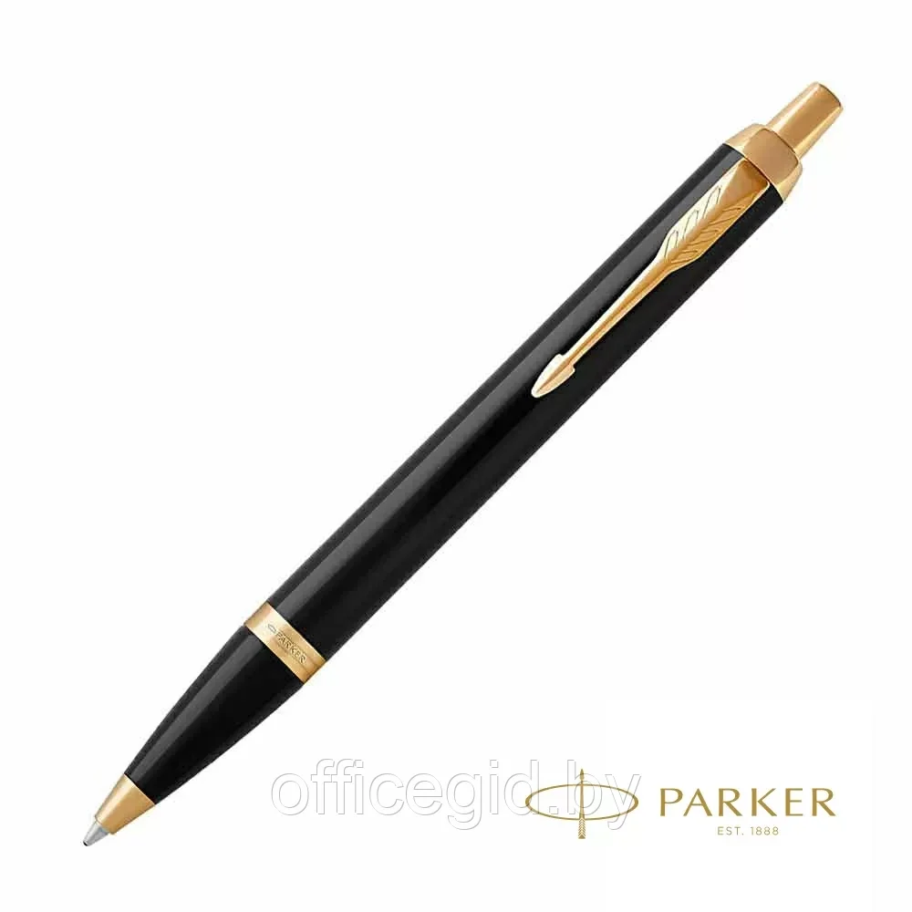 Ручка шариковая автоматическая "Parker IM Black Lacquer GT", 0.7 мм, черный, золотистый, стерж. синий - фото 1 - id-p203425847