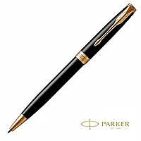 Ручка шариковая автоматическая Parker "Sonnet Lacquer Deep Black GT", 0.7 мм, черный, золотистый, стерж.