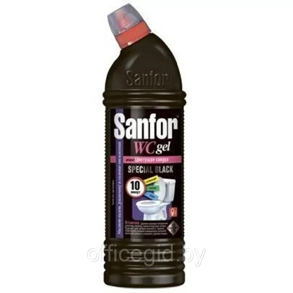 Средство чистящее для сантехники "Sanfor WC гель Special Black", 750 мл, гель