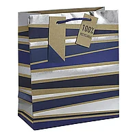 Пакет бумажный подарочный "Male stripe", 21.5x10.2x25.3 см