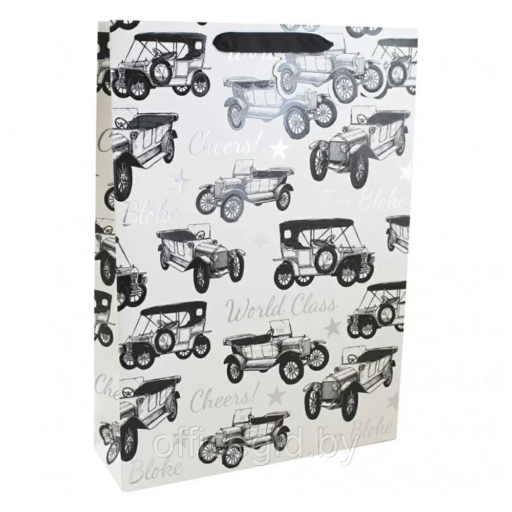 Пакет бумажный подарочный "Vintage car", 33x10x45.5 см