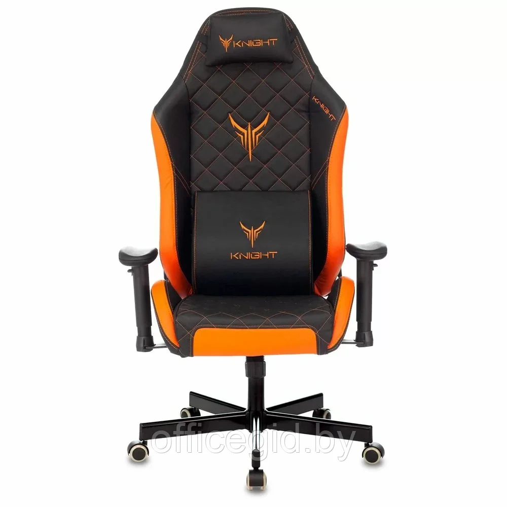 Кресло игровое "Knight Explore", экокожа, металл, черный, оранжевый - фото 2 - id-p203426887
