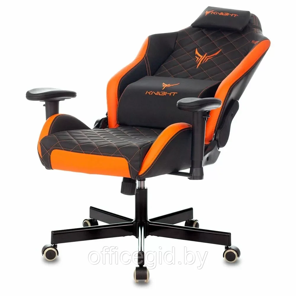 Кресло игровое "Knight Explore", экокожа, металл, черный, оранжевый - фото 6 - id-p203426887