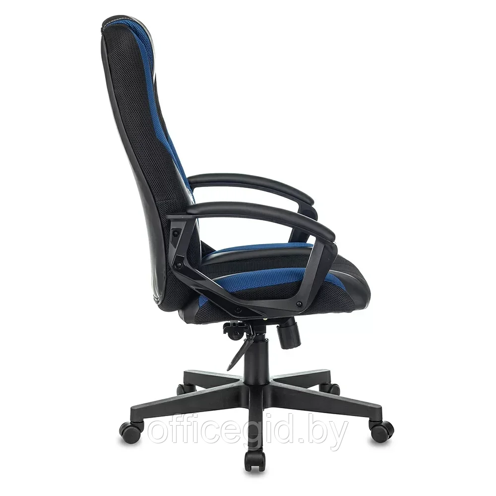 Кресло игровое "Бюрократ Zombie 9", текстиль, экокожа, пластик, черный, синий - фото 3 - id-p203426889