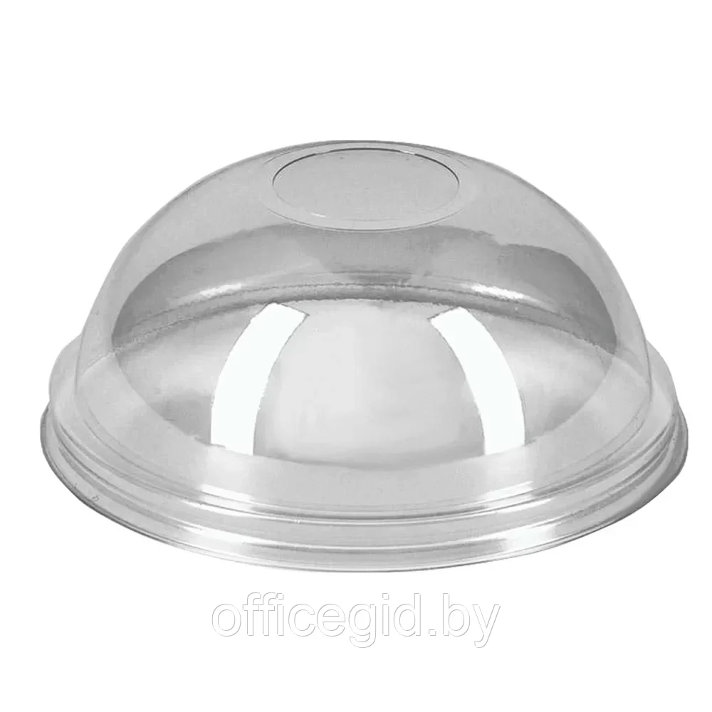 Крышка пластиковая для стаканов d=95 мм, купольная с отверстием, 50 шт/упак, прозрачный - фото 1 - id-p203426011