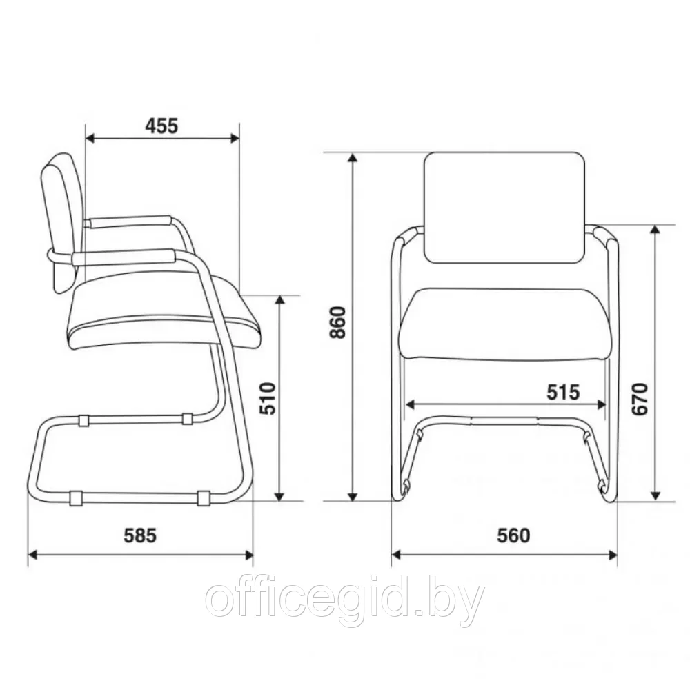 Кресло на полозьях "Бюрократ CH-271-V", кожзам, металл, черный - фото 5 - id-p203426018
