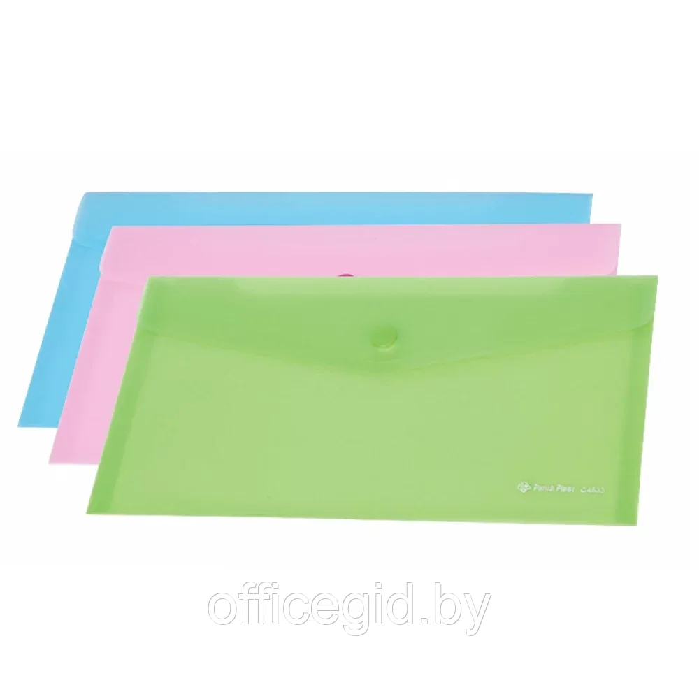 Папка-конверт на кнопке Panta Plast "C4533", DL, пастельный зеленый - фото 1 - id-p203428005