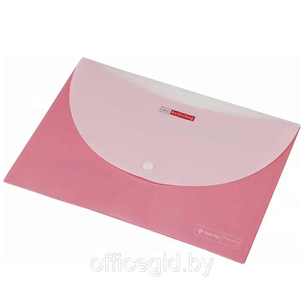 Папка-конверт на кнопке Panta Plast "C335", А4, 2 деления, розовый - фото 1 - id-p203428009